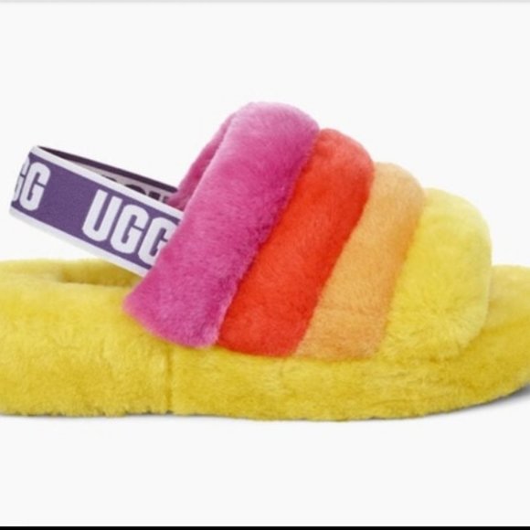 UGG Pride Fluff Yeah Rainbow SLIPPERS Slide - Picture 8 of 13